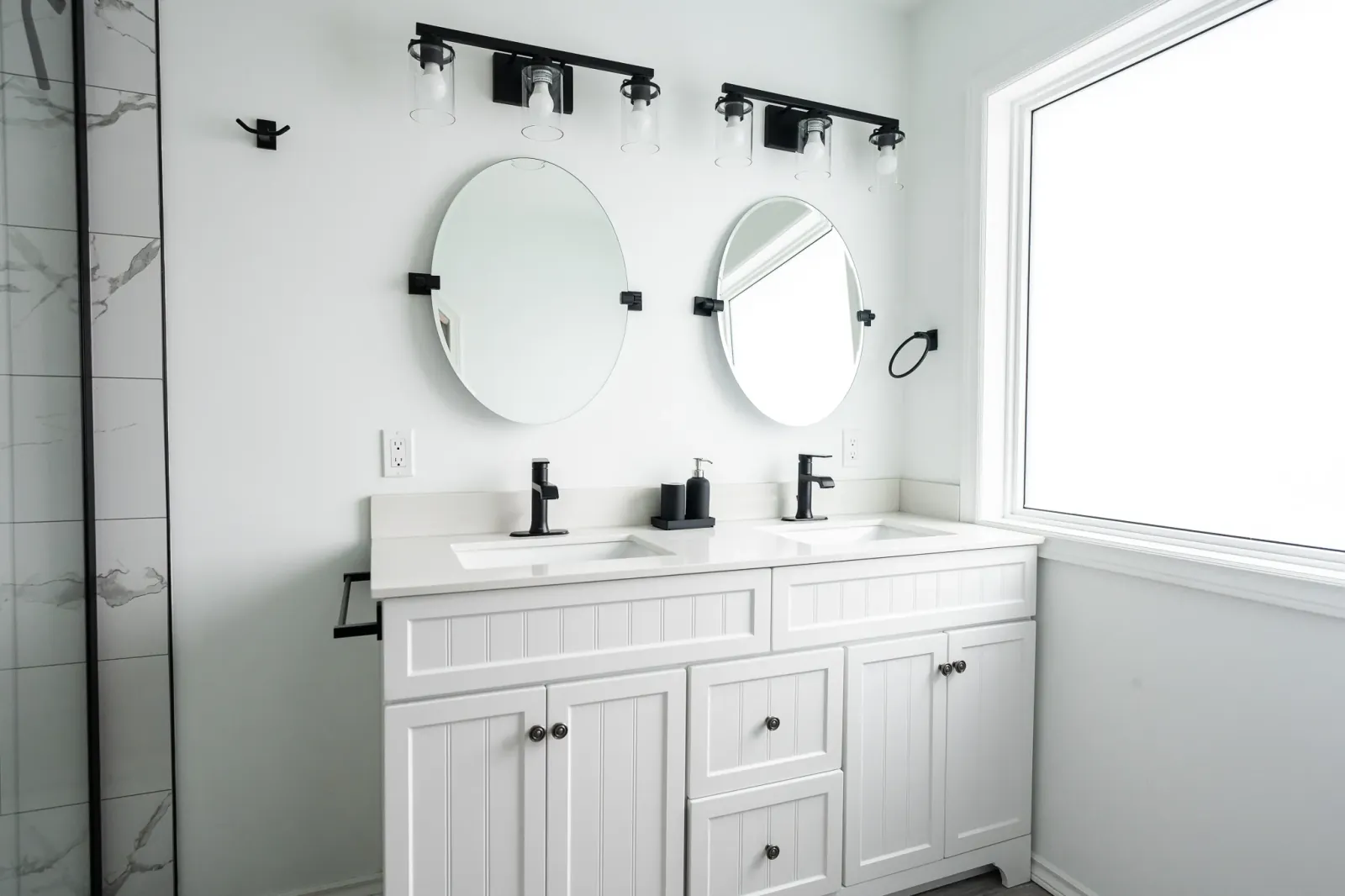 An example balance of modern and timeless bathroom renovations in Calgary