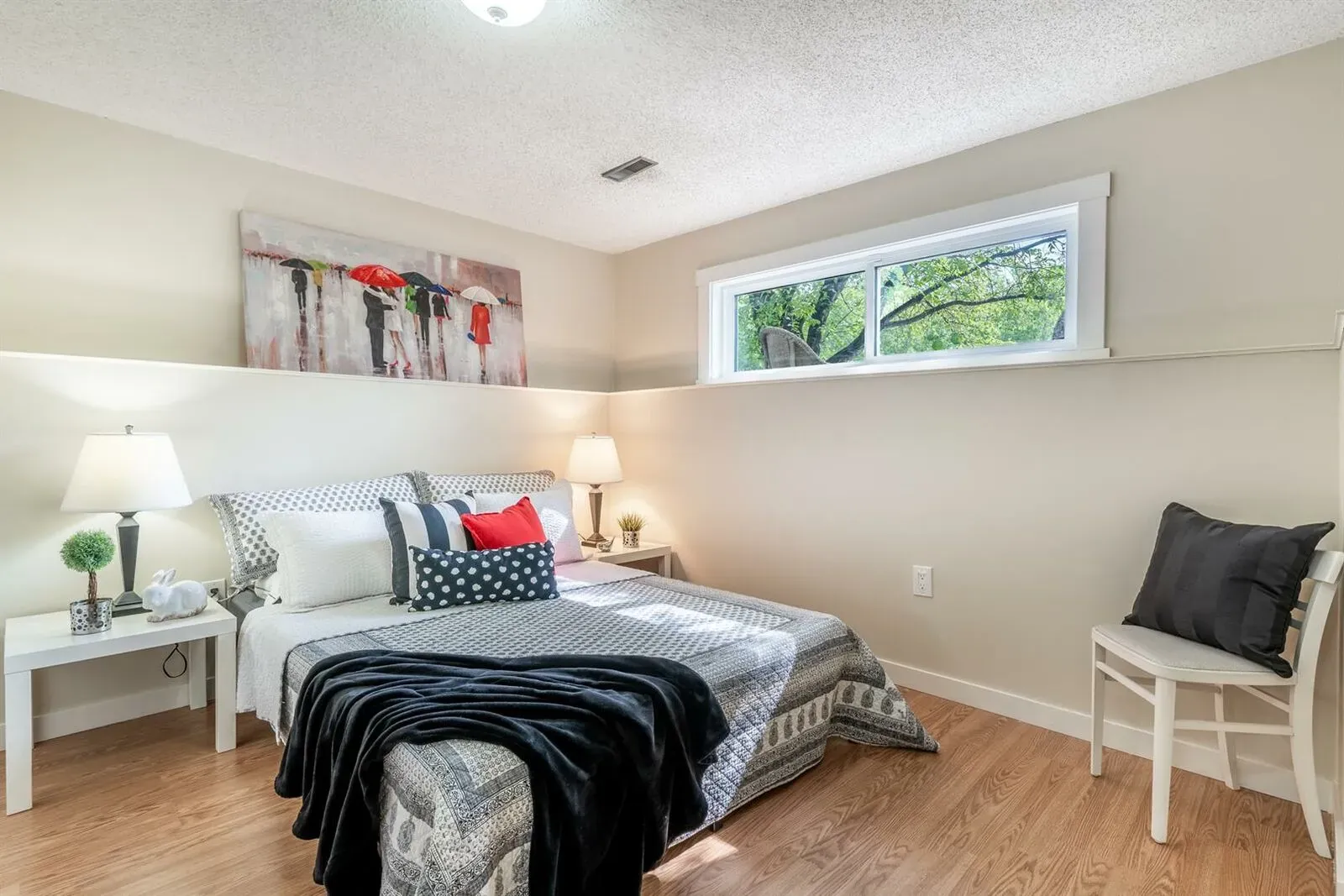 Inviting and stylish bedroom in a home renovation in Calgary