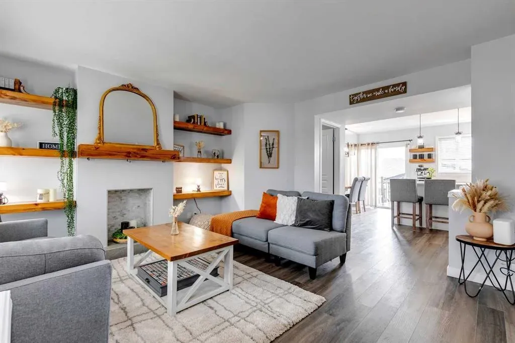 Full furnished luxurious and custom living room as part of a complete home renovation
