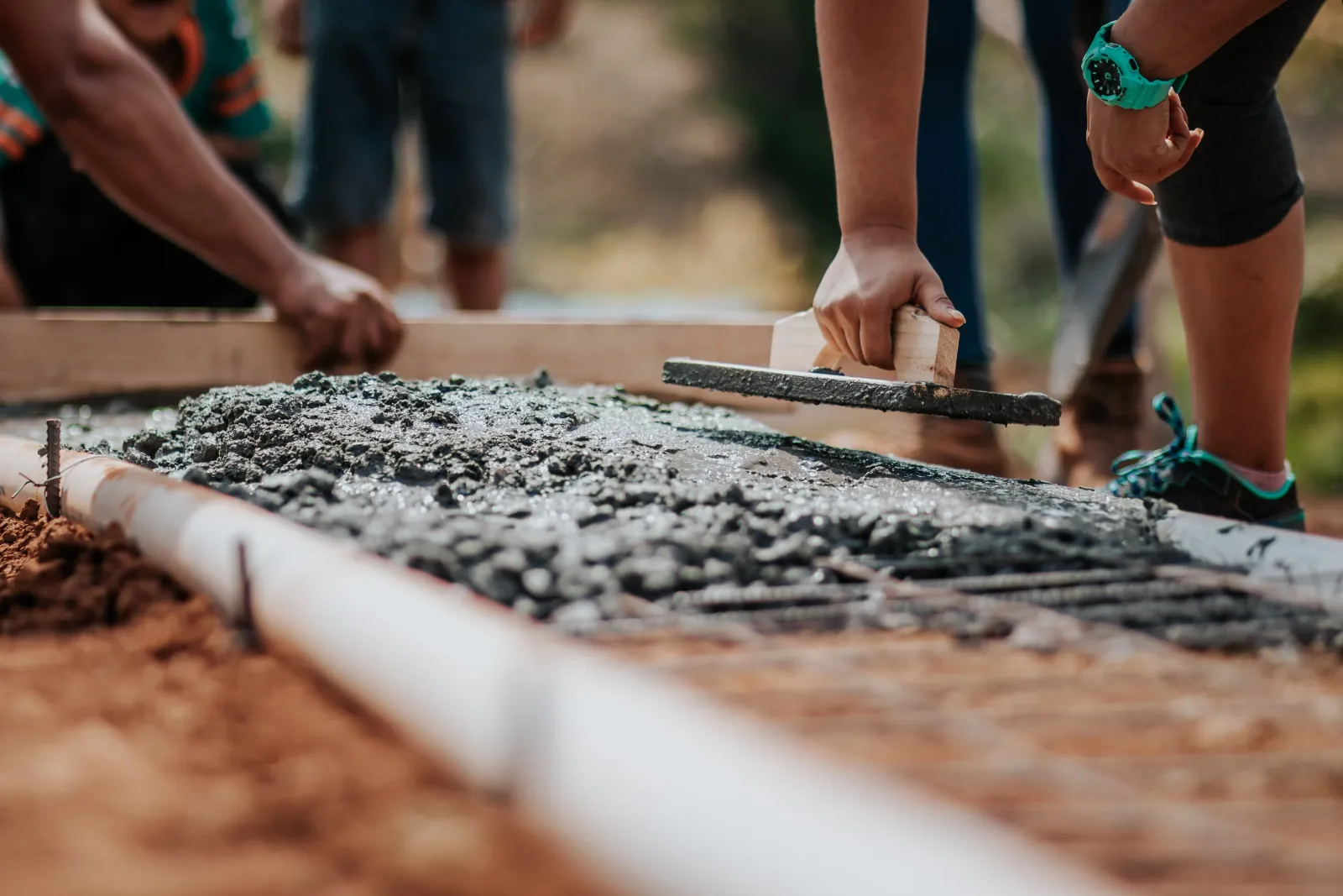 Concrete work in an exterior home renovation