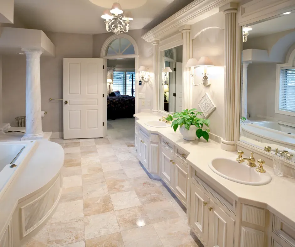 Eco-friendly bathroom design featuring reclaimed wood vanity and LED lighting