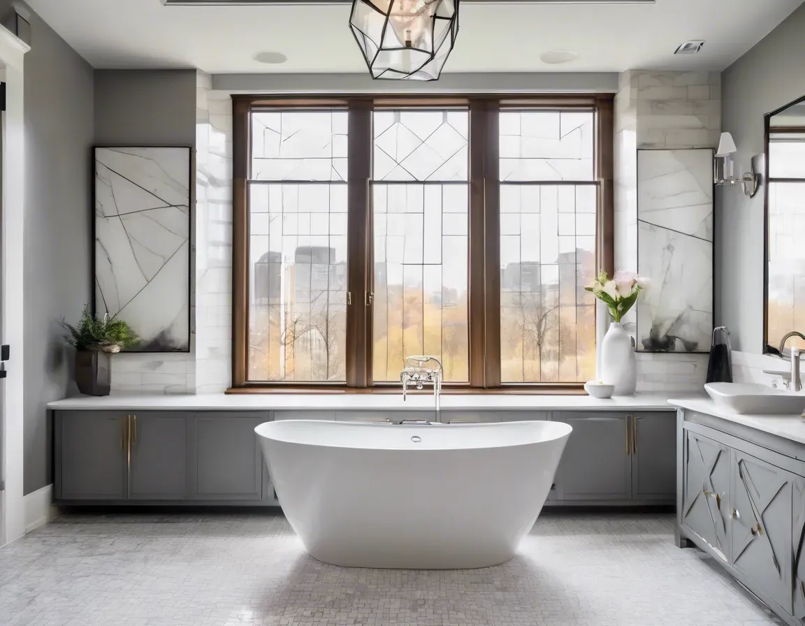 freestanding with a pendant bathroom in a renovation