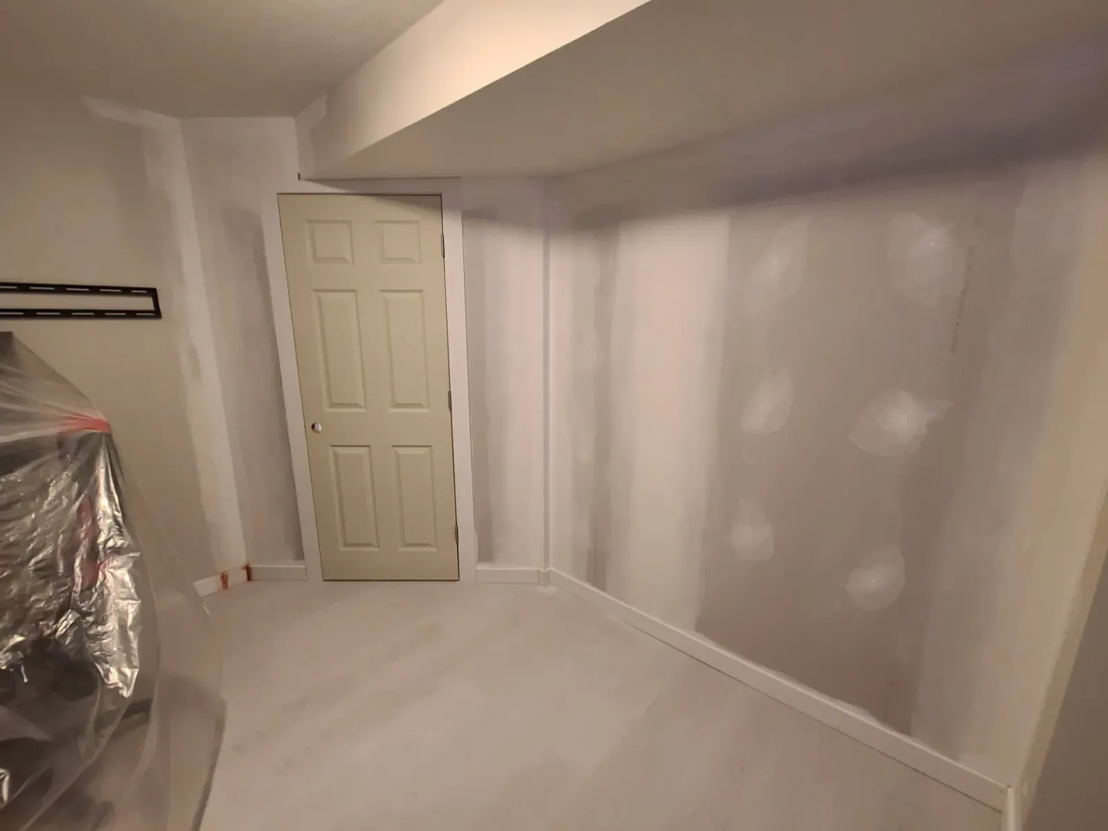Drywall in a basement renovation in Calgary