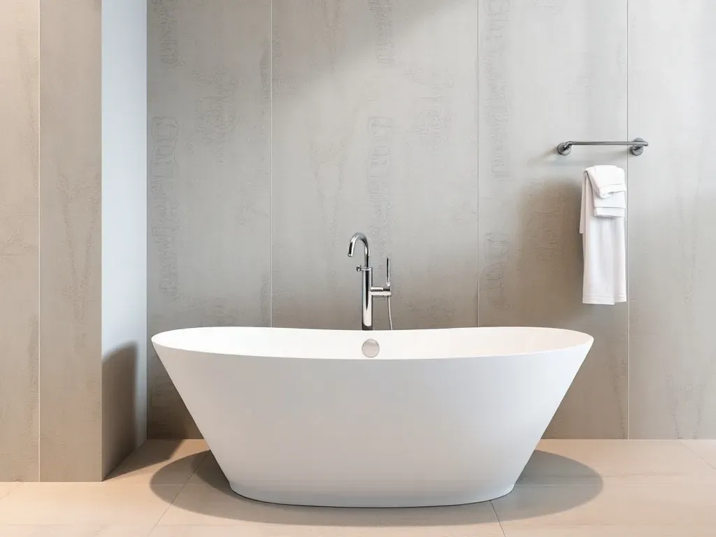 Luxury freestanding bathtub in a bathroom renovation in Calgary
