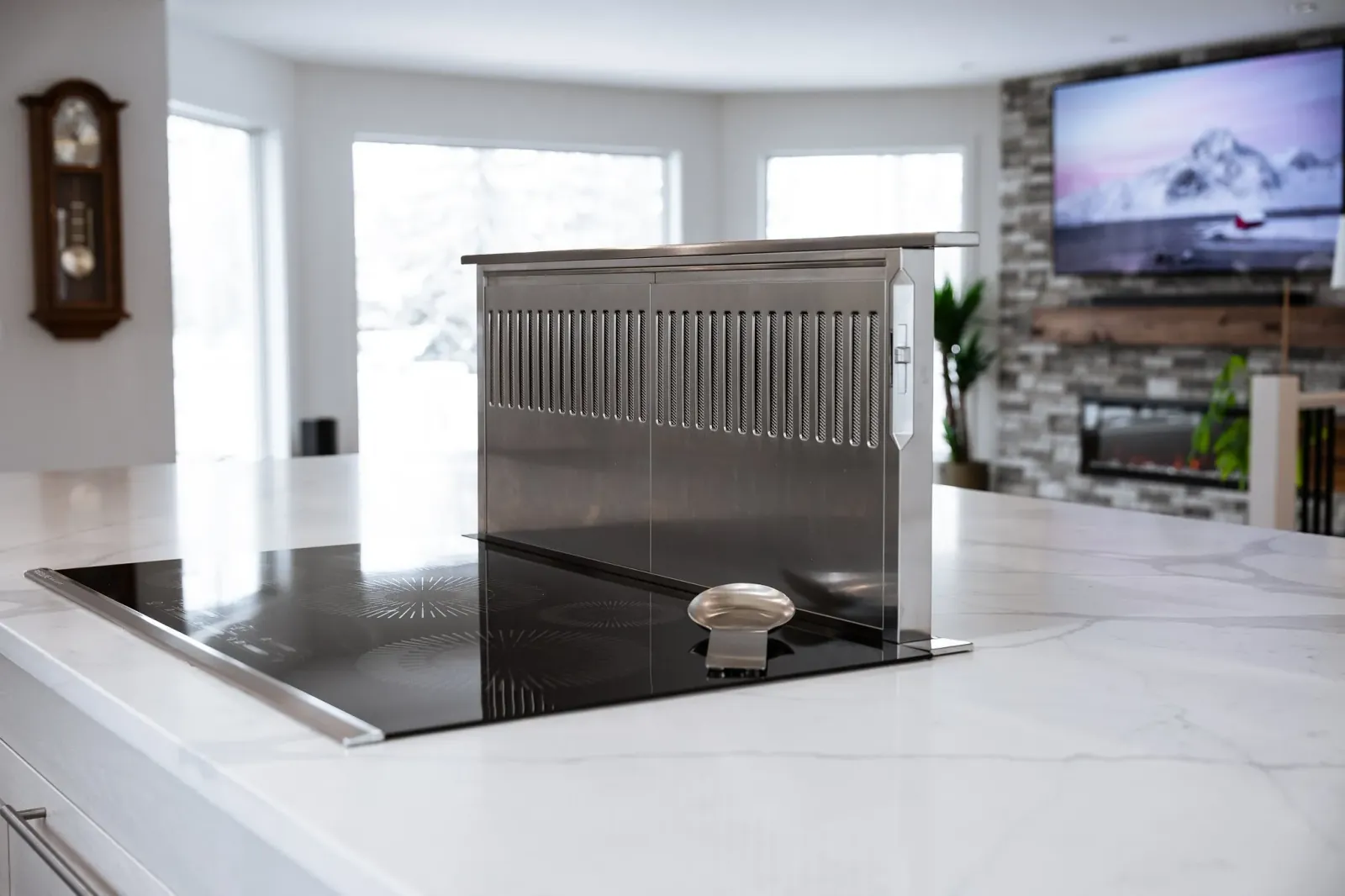 Hidden island exhaust fan as a Custom feature in a Calgary home renovation