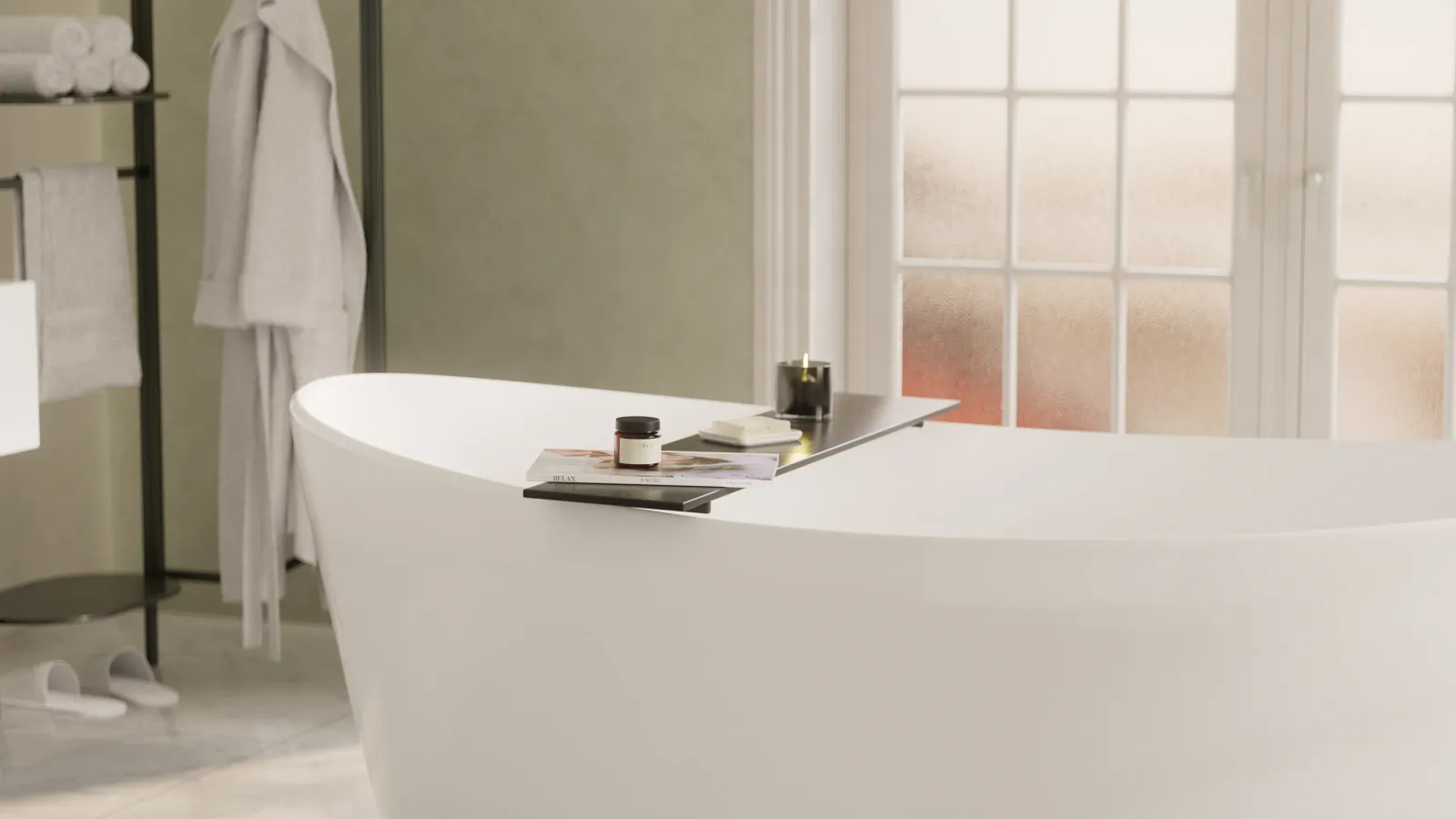 Luxury freestanding bathtub in a bathroom renovation in Calgary